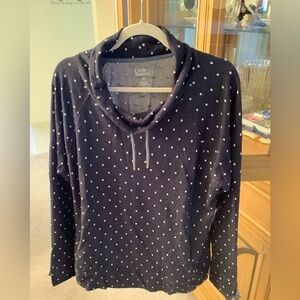 GREAT NAVY & WHITE DOT XXL COWL NECK TOP